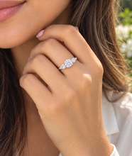 Load image into Gallery viewer, Round Cut And Pear Shape Sides Diamond Engagement Ring IGI Certified 14k Solid White Gold Bridal Wedding Ring 1.40ctw F-VS2
