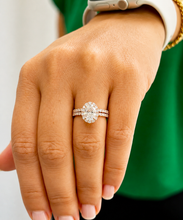 Load image into Gallery viewer, Oval Shape And Round Cut Sides Diamonds Engagement Ring And Matching Band Set Halo Style Bridal Set IGI Certified 14k Solid Rose Gold 2.00
