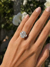 Load image into Gallery viewer, Cushion Cut Center And Trapezoid Shape Sides Diamond Engagement Ring IGI Certified 14k Solid White Gold Three Stone Style Ring 6.00ctw G-VS2
