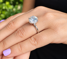 Load image into Gallery viewer, Round Cut Diamond Engagement Ring Crown Prong Style Solitaire IGI Certified Split Shank 14k Solid White Gold Wedding Bridal Ring 5.00ct
