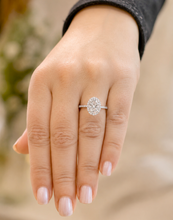 Load image into Gallery viewer, IGI Certified Oval Shape And Round Cut Diamond Engagement Ring Halo Style Wedding Ring Women's Bridal Ring 14K Solid White Gold 2.50ct F-VS2

