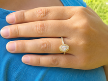Load image into Gallery viewer, Oval Shape Center and Round Cut Sides IGI Certified Diamond Engagement Ring Halo 14k Solid Yellow Gold Wedding Bridal Ring For Her 2.00ctw

