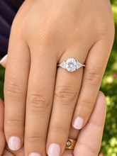 Load image into Gallery viewer, Oval Shape And Trillion Cut IGI Certified Diamond Engagement Ring Three Stone Style Wedding Ring In 14K White Gold Bridal Ring 2.60ctw

