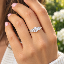 Load image into Gallery viewer, Round Cut And Pear Shape Sides Diamond Engagement Ring IGI Certified 14k Solid White Gold Bridal Wedding Ring 1.40ctw F-VS2
