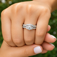 Load image into Gallery viewer, Round Cut Moissanite Engagement Ring And Matching Band Antique Design Wedding Ring And Band Bridal Set In 14k Solid White Gold 1.35ctw
