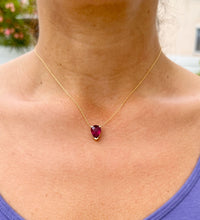 Load image into Gallery viewer, Pear Shape Solitaire Ruby Necklace And Chain In Minimalist And Dainty 14k Solid Yellow Gold Pendant And Chain Gift For Her 3.00ct
