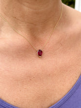 Load image into Gallery viewer, Pear Shape Solitaire Ruby Necklace And Chain In Minimalist And Dainty 14k Solid Yellow Gold Pendant And Chain Gift For Her 3.00ct
