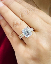 Load image into Gallery viewer, Emerald Cut Diamonds Engagement Ring Set In IGI Certified 14k Solid And Heavy Yellow Gold Wedding Bridal Ring Large 6.00ctw F-VS2
