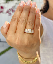 Load image into Gallery viewer, Princess Cut And Emerald Baguettes and Round Cut Sides Moissanite Engagement Ring And Matching Band 14k Solid Yellow Gold Wedding Set 4.25ct
