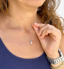 Load image into Gallery viewer, GIA Certified Natural Solitaire Necklace And Chain Delicate Princess Cut Diamond Prong Set Mininmalist Pendant 14k Solid White Gold 1.00ct
