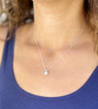 Load image into Gallery viewer, GIA Certified Natural Solitaire Necklace And Chain Delicate Princess Cut Diamond Prong Set Mininmalist Pendant 14k Solid White Gold 1.00ct
