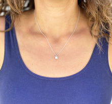 Load image into Gallery viewer, GIA Certified Natural Solitaire Necklace And Chain Delicate Princess Cut Diamond Prong Set Mininmalist Pendant 14k Solid White Gold 1.00ct
