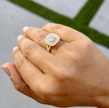 Load image into Gallery viewer, GIA Certified Natural Cushion And Round Cut Diamond Engagement Ring Double Halo Women&#39;s 14k Solid Yellow Gold Bridal Halo Wedding Ring 2.70ctw

