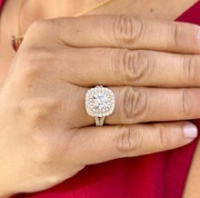 Load image into Gallery viewer, GIA Certified Natural Cushion And Round Cut Diamond Engagement Ring Double Halo Women&#39;s 14k Solid Yellow Gold Bridal Halo Wedding Ring 2.70ctw
