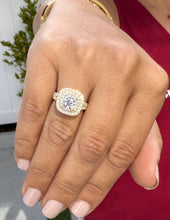 Load image into Gallery viewer, GIA Certified Natural Cushion And Round Cut Diamond Engagement Ring Double Halo Women&#39;s 14k Solid Yellow Gold Bridal Halo Wedding Ring 2.70ctw
