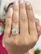 Load image into Gallery viewer, GIA Certified Natural Cushion And Round Cut Diamond Engagement Ring Double Halo Women&#39;s 14k Solid Yellow Gold Bridal Halo Wedding Ring 2.70ctw
