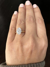 Load image into Gallery viewer, Elongated Oval Shape Moissanite 11x8mm Engagement Ring Solitaire Four Prong Set Bridal Wedding Ring Minimalist Design 14k Yellow Gold 4.00ct
