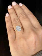 Load image into Gallery viewer, Elongated Oval Shape Moissanite 11x8mm Engagement Ring Solitaire Four Prong Set Bridal Wedding Ring Minimalist Design 14k Yellow Gold 4.00ct
