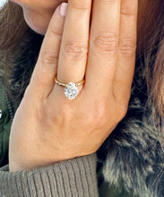 Load image into Gallery viewer, Elongated Oval Shape Moissanite 11x8mm Engagement Ring Solitaire Four Prong Set Bridal Wedding Ring Minimalist Design 14k Yellow Gold 4.00ct
