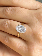 Load image into Gallery viewer, Elongated Oval Shape Moissanite 11x8mm Engagement Ring Solitaire Four Prong Set Bridal Wedding Ring Minimalist Design 14k Yellow Gold 4.00ct
