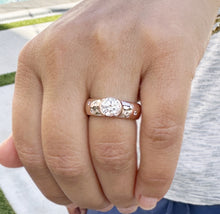 Load image into Gallery viewer, GIA Certified Natural Round Cut Diamonds Semi Bezel Style Engagement Ring 14k Solid Heavy Rose Gold Wedding Ring Women&#39;s Bridal Ring 1.06ctw
