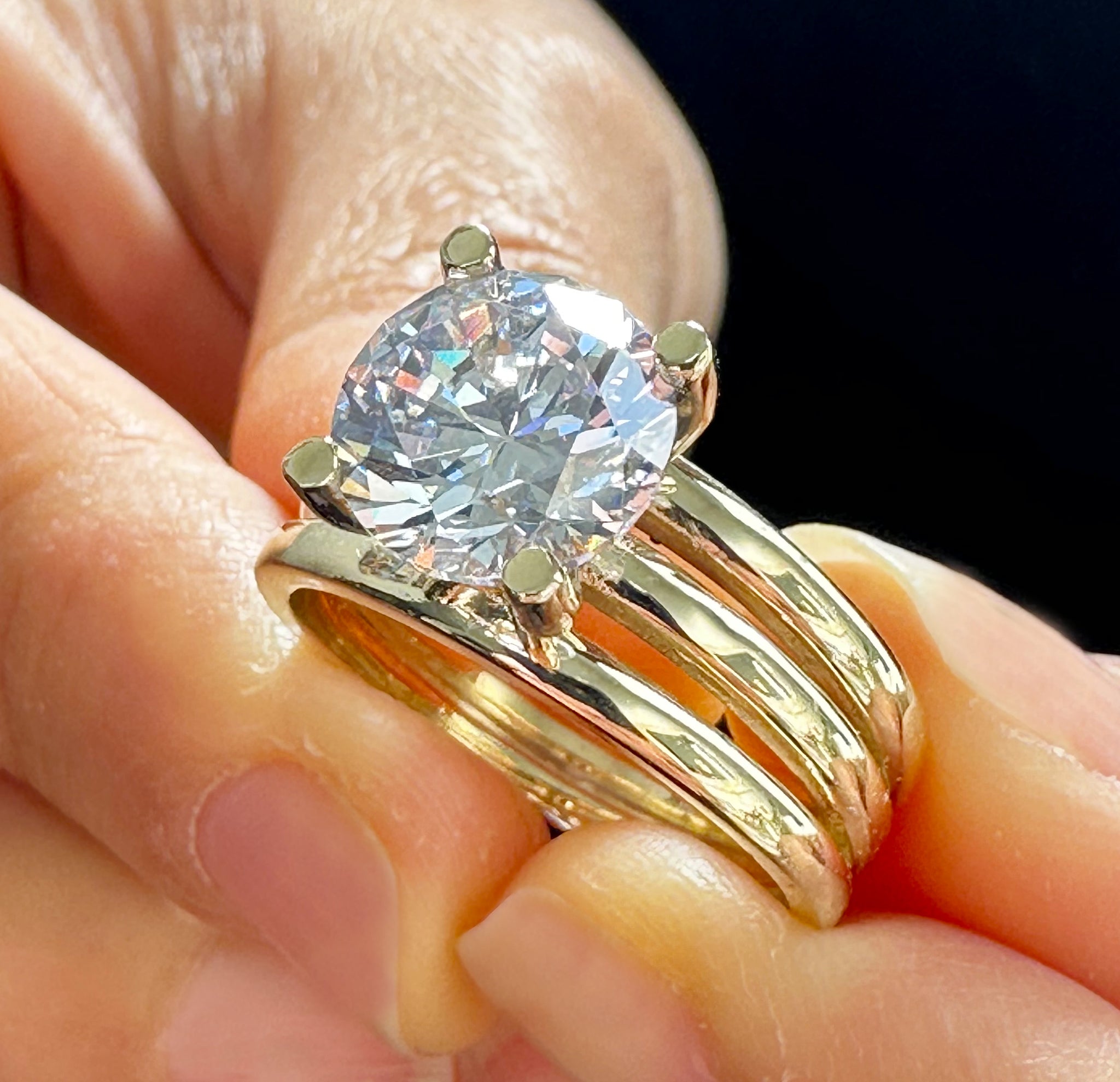 Round Cut Moissanite Engagement Ring Solitaire Four Prong Set In