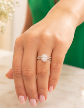 Load image into Gallery viewer, Oval Shape And Round Cut Sides Diamonds Engagement Ring And Matching Band Set Halo Style Bridal Set IGI Certified 14k Solid Rose Gold 2.00
