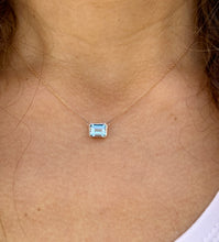 Load image into Gallery viewer, Emerald Cut Natural Blue Topaz Bezel Solitaire Necklace Chain Pendant Minimalist Dainty 14k Solid Rose Gold Bridal Anniversary Gift 2.00ct
