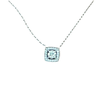 Load image into Gallery viewer, Round Cut Moissanite Pendant And Chain Prong Set Filigree Style Necklace and Chain Set In 14k Solid White Gold Moissanite Halo Style 0.95ctw
