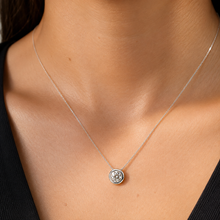 Load image into Gallery viewer, Round Cut Natural Diamond Pendant Necklace Bezel Set Solitaire Necklace And Chain Anniversary Gift Wedding Pendant 14k Solid White Gold 0.50
