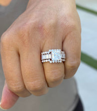 Load image into Gallery viewer, Princess Cut And Emerald Baguettes and Round Cut Sides Moissanite Engagement Ring And Two Bands In 14k Solid Rose Gold Wedding Set 5.00ctw
