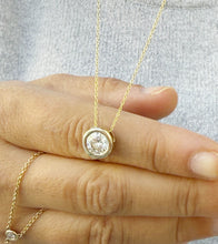 Load image into Gallery viewer, GIA Certified Round Cut Natural Diamond Pendant And Chain Solitaire Minimalist Bezel Set 14k Solid Yellow Gold Necklace And Chain Gift 1.50
