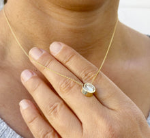 Load image into Gallery viewer, GIA Certified Round Cut Natural Diamond Pendant And Chain Solitaire Minimalist Bezel Set 14k Solid Yellow Gold Necklace And Chain Gift 1.50
