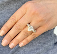 Load image into Gallery viewer, GIA Certified Natural Pear And Round Cut Sides Diamonds Engagement Ring 14k Yellow Gold Bridal Ring Halo Wedding Ring antique Style 1.70ctw
