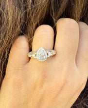 Load image into Gallery viewer, GIA Certified Natural Pear And Round Cut Sides Diamonds Engagement Ring 14k Yellow Gold Bridal Ring Halo Wedding Ring antique Style 1.70ctw
