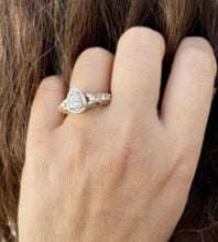 Load image into Gallery viewer, GIA Certified Natural Pear And Round Cut Sides Diamonds Engagement Ring 14k Yellow Gold Bridal Ring Halo Wedding Ring antique Style 1.70ctw
