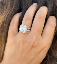 Load image into Gallery viewer, Cushion Cut And Round Cut Diamond Engagement Ring IGI Certified 14k Solid Rose Gold Halo Wedding ring Split shank Bridal Ring 4.70ctw G-VS2
