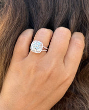 Load image into Gallery viewer, Cushion Cut And Round Cut Diamond Engagement Ring IGI Certified 14k Solid Rose Gold Halo Wedding ring Split shank Bridal Ring 4.70ctw G-VS2
