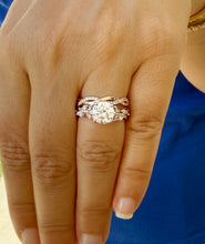 Load image into Gallery viewer, IGI Certified Round Cut and marquise diamonds Engagement Ring And Band Wedding Set leaf design 14k Rose Gold 2.90ctw
