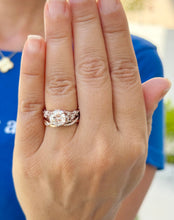 Load image into Gallery viewer, IGI Certified Round Cut and marquise diamonds Engagement Ring And Band Wedding Set leaf design 14k Rose Gold 2.90ctw
