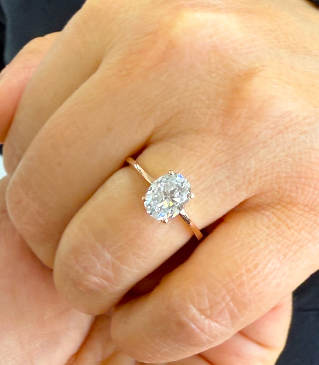 GIA Certified Natural Oval Cut Diamond Engagement Ring Solitaire Ring 14k Solid Rose Gold Bridal Ring Four Prong Set Wedding Ring 1.70ct