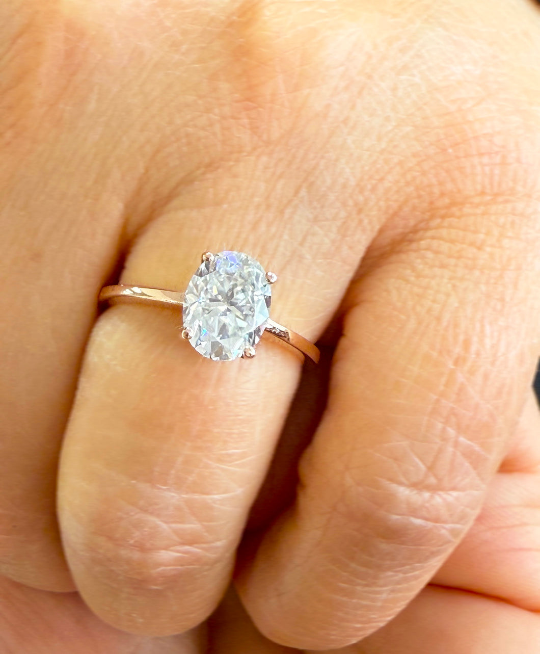 Oval Cut Diamond Engagement Ring Solitaire Ring IGI Certified 14k Solid Rose Gold Bridal Ring Wedding Ring Four Prong Set 2.00ct F-VS2