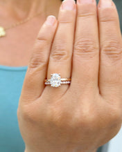 Load image into Gallery viewer, Cushion Cut And Round Cut Sides Diamond IGI Certified Engagement Ring And Matching Band 14k Solid Rose Gold Halo Wedding Ring 3.20ctw G-VS2
