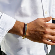 Load image into Gallery viewer, Men&#39;s Cuff Bangle 14K or 18K Solid and Very Heavy White Gold or Yellow Gold or Rose Gold 6mm Width Tapers Up Design High Polish Finish
