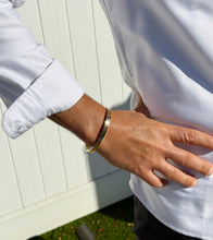 Load image into Gallery viewer, Men&#39;s Cuff Bangle 14K or 18K Solid and Very Heavy White Gold or Yellow Gold or Rose Gold 6mm Width Tapers Up Design High Polish Finish
