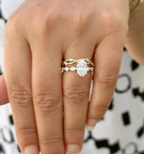Load image into Gallery viewer, Oval Cut And Marquise Diamond Engagement Ring And Matching Band Ring IGI Certified 14k Solid Yellow Gold Bridal Wedding Ring Braided 2.50ctw
