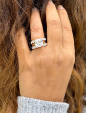 Load image into Gallery viewer, Cushion Cut Moissanite And Round Cut Sides Engagement Ring And Matching Band Set In 14k Solid Yellow And White Gold Wedding Bridal Set 6.00ctw
