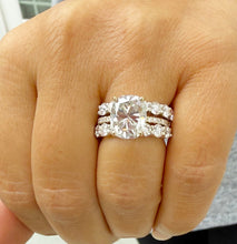 Load image into Gallery viewer, Elongated Cushion Cut Moissanite And Round Cut Sides Engagement Ring And Two Matching Bands Set In 14k Yellow Gold Wedding Bridal Set 7.00ct
