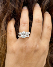 Load image into Gallery viewer, Elongated Cushion Cut Moissanite And Round Cut Sides Engagement Ring And Two Matching Bands Set In 14k Yellow Gold Wedding Bridal Set 7.00ct
