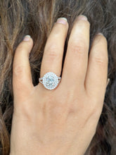 Load image into Gallery viewer, Oval Cut Moissanite and Round Cut Sides Engagement Ring Double Halo Split Shank Style Set In 14k Solid Rose Gold Bridal Wedding Ring 2.80ct
